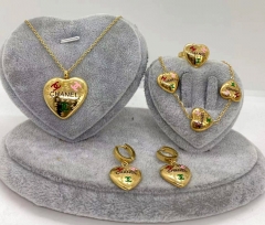 Stainless steel jewelry Necklace Earrings Ring bracelet set Wholesale
