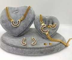 Stainless steel jewelry Necklace Earrings Ring bracelet set Wholesale