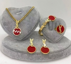 Stainless steel jewelry Necklace Earrings Ring bracelet set Wholesale