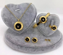 Stainless steel jewelry Necklace Earrings Ring bracelet set Wholesale