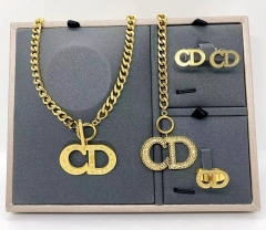Stainless steel jewelry Necklace Earrings Ring bracelet set Wholesale