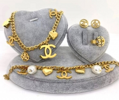 Stainless steel jewelry Necklace Earrings Ring bracelet set Wholesale