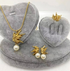 Stainless steel jewelry Necklace Earrings Ring set Wholesale