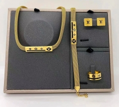 Stainless steel jewelry Necklace Earrings Ring bracelet set Wholesale