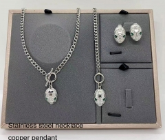 Stainless steel+copper jewelry Necklace Earrings bracelet set Wholesale