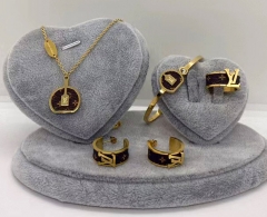 Stainless steel jewelry Necklace Earrings Ring bracelet set Wholesale