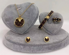 Stainless steel jewelry Necklace Earrings Ring bracelet set Wholesale