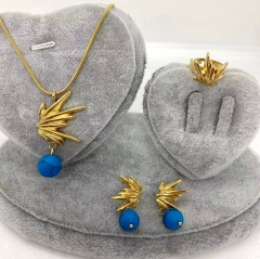 Stainless steel jewelry Necklace Earrings Ring set Wholesale