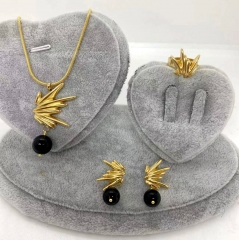 Stainless steel jewelry Necklace Earrings Ring set Wholesale