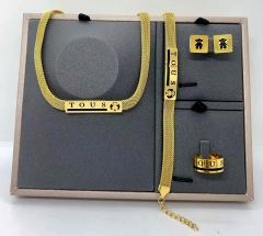 Stainless steel jewelry Necklace Earrings Ring bracelet set Wholesale