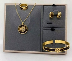 Stainless steel jewelry Necklace Earrings Ring bracelet set Wholesale