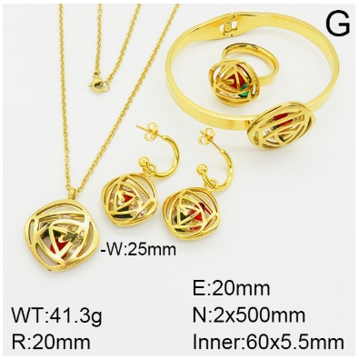 Stainless steel jewelry Necklace Earrings Ring bracelet set Wholesale