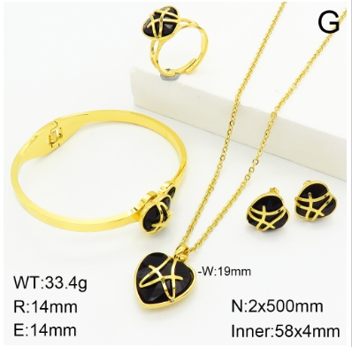 Stainless steel jewelry Necklace Earrings Ring bracelet set Wholesale