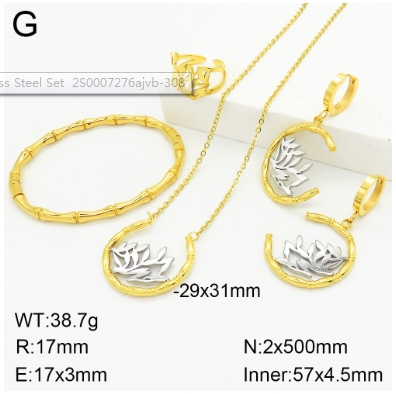 Stainless steel jewelry Necklace Earrings Ring bracelet set Wholesale