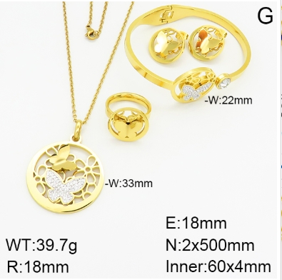 Stainless steel jewelry Necklace Earrings Ring bracelet set Wholesale