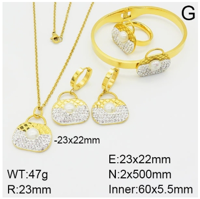 Stainless steel jewelry Necklace Earrings Ring bracelet set Wholesale