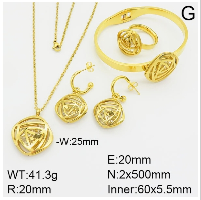 Stainless steel jewelry Necklace Earrings Ring bracelet set Wholesale