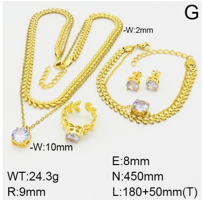 Stainless steel jewelry Necklace Earrings Ring bracelet set Wholesale