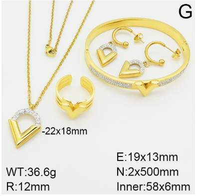 Stainless steel jewelry Necklace Earrings Ring bracelet set Wholesale