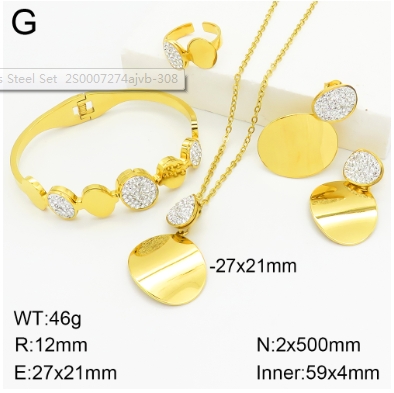 Stainless steel jewelry Necklace Earrings Ring bracelet set Wholesale