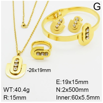 Stainless steel jewelry Necklace Earrings Ring bracelet set Wholesale