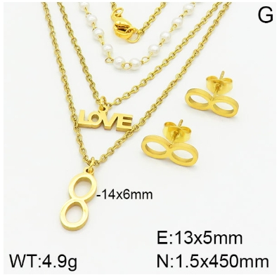 Stainless steel jewelry Necklace Earrings set Wholesale