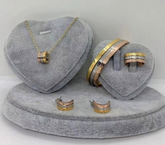 Stainless steel jewelry Necklace Earrings bracelet ring set Wholesale