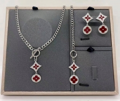 Stainless steel+copper jewelry Necklace Earrings bracelet set Wholesale