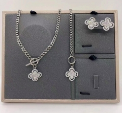 Stainless steel+copper jewelry Necklace Earrings bracelet set Wholesale