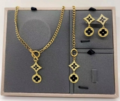 Stainless steel+copper jewelry Necklace Earrings bracelet set Wholesale