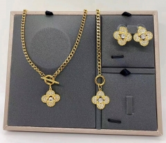 Stainless steel+copper jewelry Necklace Earrings bracelet set Wholesale