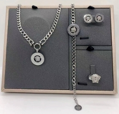 Stainless steel jewelry Necklace Earrings bracelet ring set Wholesale