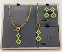 Stainless steel+copper jewelry Necklace Earrings bracelet set Wholesale