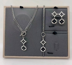Stainless steel+copper jewelry Necklace Earrings bracelet set Wholesale