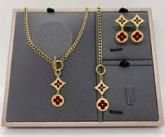 Stainless steel+copper jewelry Necklace Earrings bracelet set Wholesale