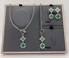 Stainless steel+copper jewelry Necklace Earrings bracelet set Wholesale