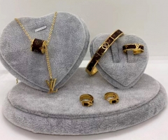 Stainless steel jewelry Necklace Earrings bracelet ring set Wholesale
