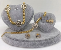 Stainless steel jewelry Necklace Earrings bracelet ring set Wholesale