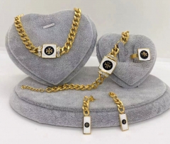 Stainless steel jewelry Necklace Earrings bracelet ring set Wholesale
