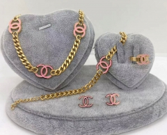 Stainless steel jewelry Necklace Earrings bracelet ring set Wholesale