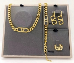 Stainless steel jewelry Necklace Earrings bracelet ring set Wholesale