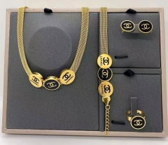 Stainless steel jewelry Necklace Earrings bracelet ring set Wholesale