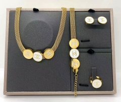 Stainless steel jewelry Necklace Earrings bracelet ring set Wholesale