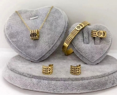 Stainless steel jewelry Necklace Earrings bracelet ring set Wholesale