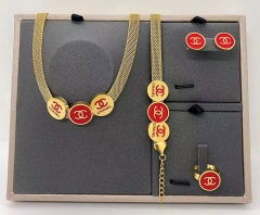 Stainless steel jewelry Necklace Earrings bracelet ring set Wholesale