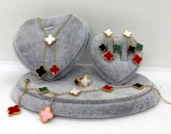 Stainless steel jewelry Necklace Earrings bracelet ring set Wholesale