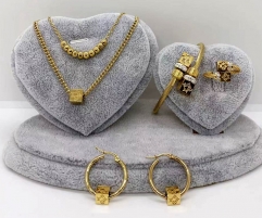 Stainless steel jewelry Necklace Earrings bracelet ring set Wholesale