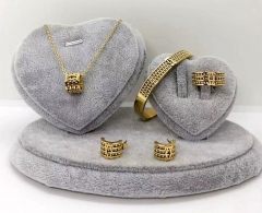 Stainless steel jewelry Necklace Earrings bracelet ring set Wholesale