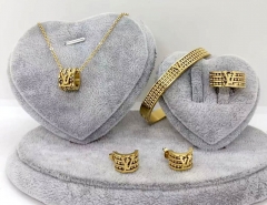 Stainless steel jewelry Necklace Earrings bracelet ring set Wholesale