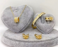 Stainless steel jewelry Necklace Earrings bracelet ring set Wholesale